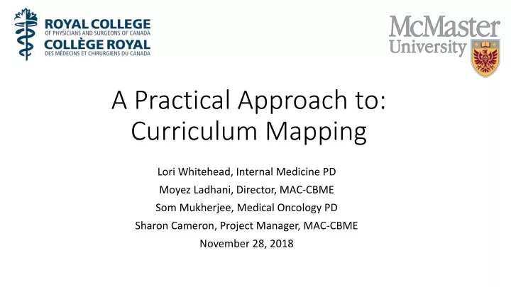 a practical approach to curriculum mapping