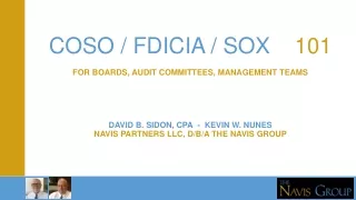 $1 Billion – not just about COSO / FDICIA Two other thoughts before we explore COSO / FDICIA