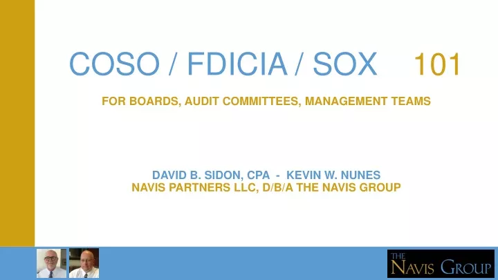 coso fdicia sox 101 for boards audit committees