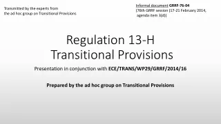 Regulation 13-H  Transitional Provisions