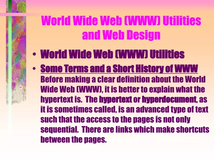 world wide web www utilities and web design