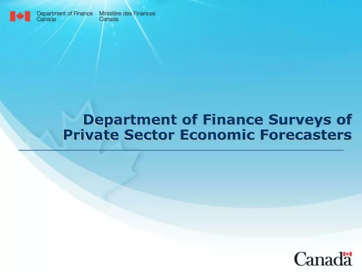 department of finance surveys of private sector economic forecasters