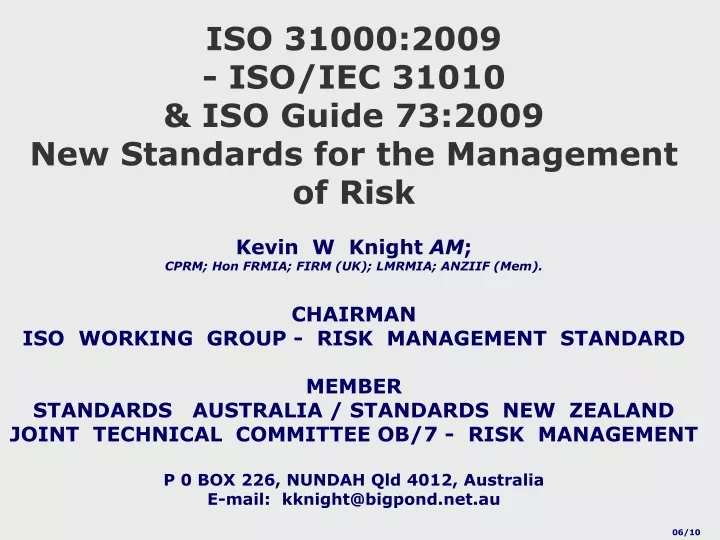 iso 31000 2009 iso iec 31010 iso guide 73 2009