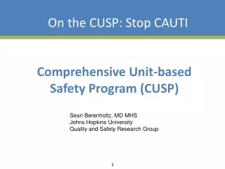 Comprehensive Unit-based Safety Program (CUSP)