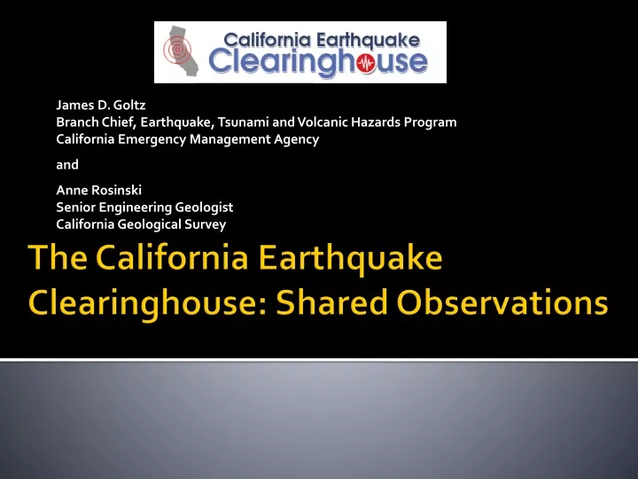 the california earthquake clearinghouse shared observations