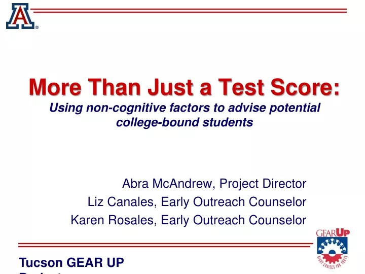 more than just a test score using non cognitive factors to advise potential college bound students