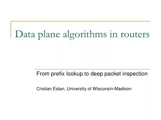 Data plane algorithms in routers