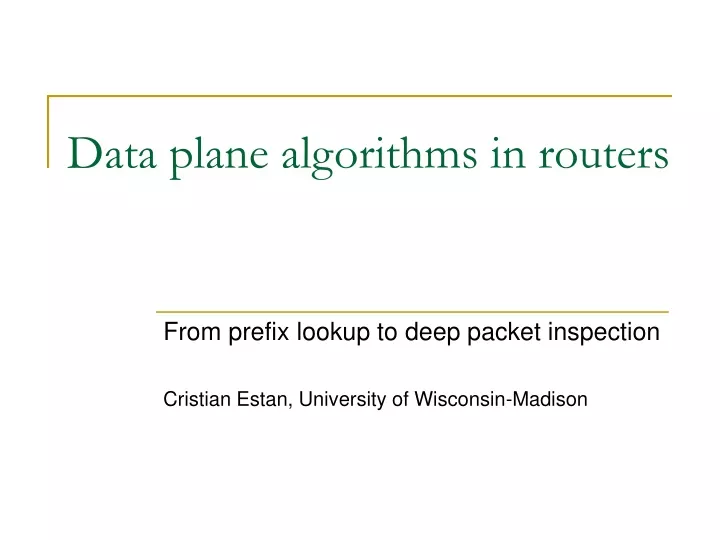 data plane algorithms in routers