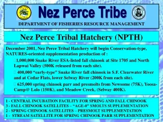 Nez Perce Tribal Hatchery (NPTH)