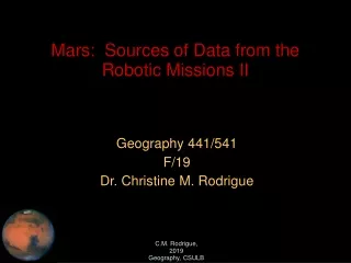 Mars:  Sources of Data from the Robotic Missions II