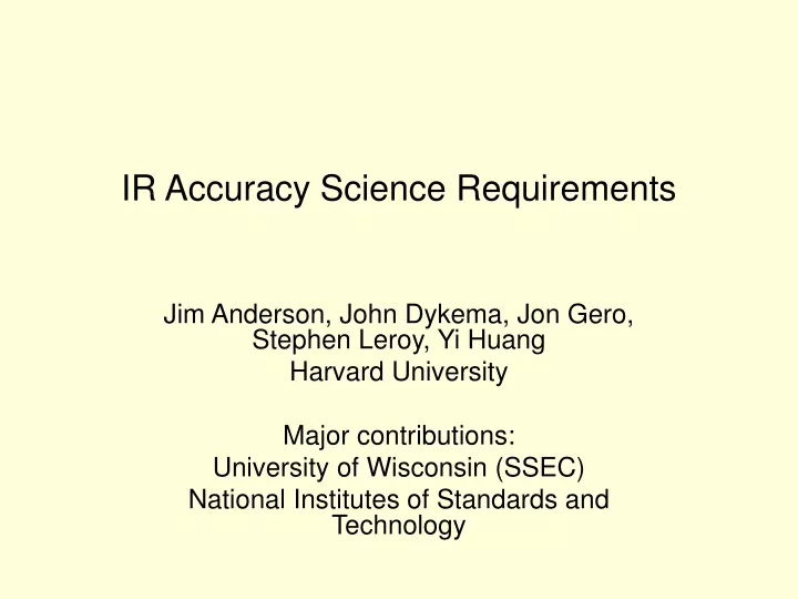 ir accuracy science requirements