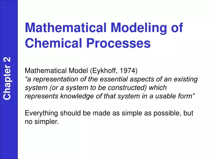 mathematical modeling of chemical processes