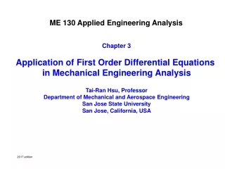 Chapter 3 Application of First Order Differential Equations  in Mechanical Engineering Analysis