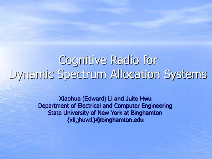 cognitive radio for dynamic spectrum allocation systems
