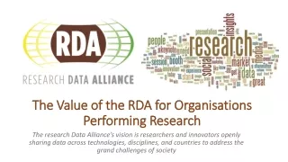 The Value of the RDA for  Organisations  Performing Research