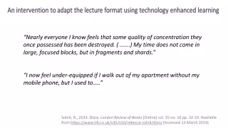 An  intervention to adapt the lecture format using technology enhanced  learning