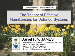 The Theory of Effective  Hamiltonians for Detuned Systems