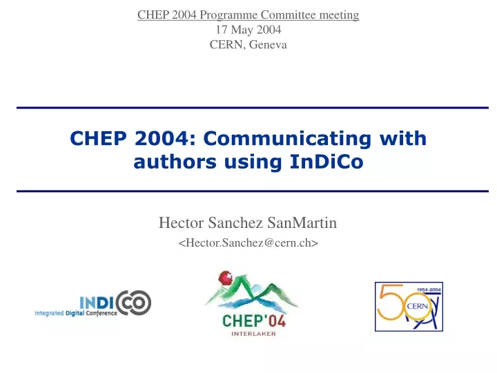 chep 2004 communicating with authors using indico