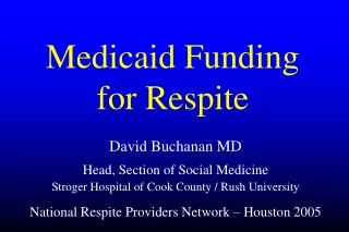 Medicaid Funding for Respite