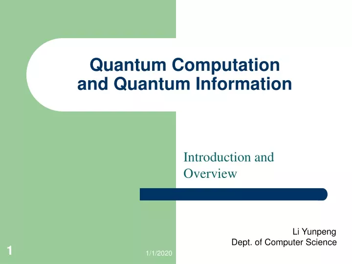 quantum computation and quantum information