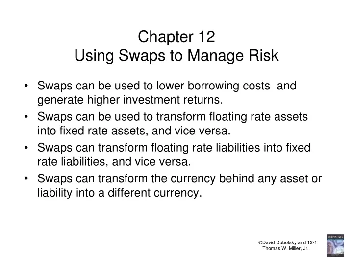 chapter 12 using swaps to manage risk