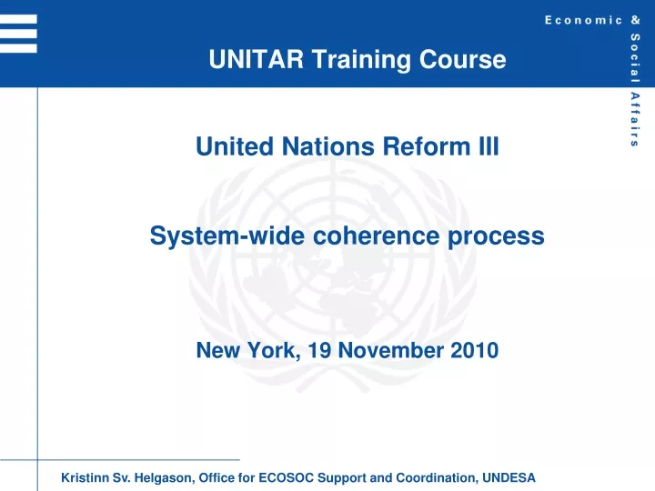 unitar training course