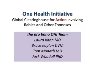 One Health Initiative Global Clearinghouse for  Action  involving Rabies and Other  Zoonoses