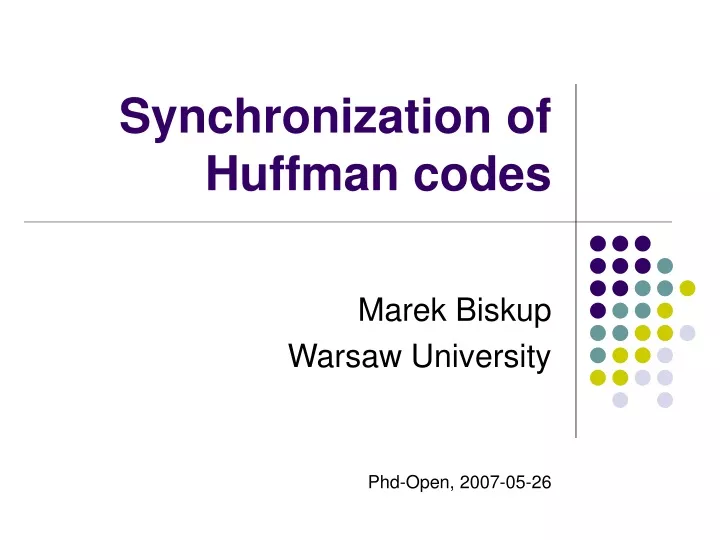 synchronization of huffman codes