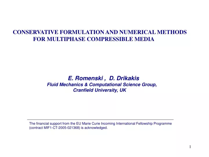 conservative formulation and numerical methods