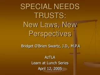 SPECIAL NEEDS TRUSTS:  New Laws, New Perspectives