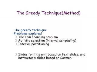 The Greedy Technique(Method)
