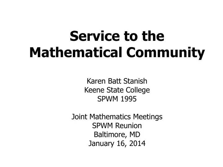 service to the mathematical community karen batt