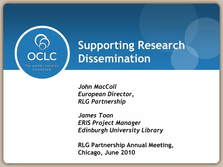 supporting research dissemination