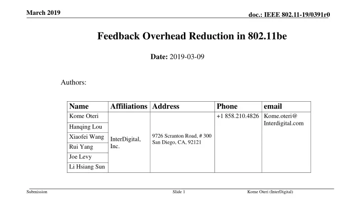 feedback overhead reduction in 802 11be
