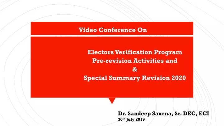 electors verification program pre revision activities and special summary revision 2020