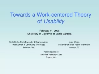 Towards a Work-centered Theory  of  Usability