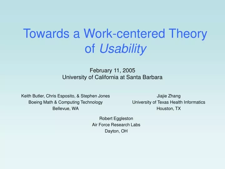 towards a work centered theory of usability