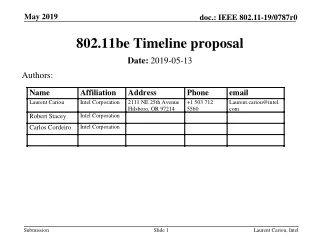 802.11be Timeline proposal