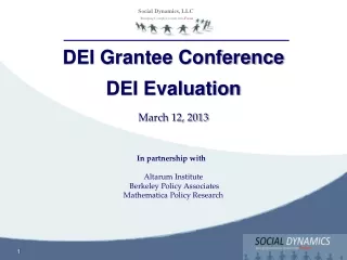 DEI Grantee Conference DEI Evaluation March 12, 2013
