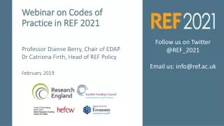 Webinar on Codes of Practice in REF 2021