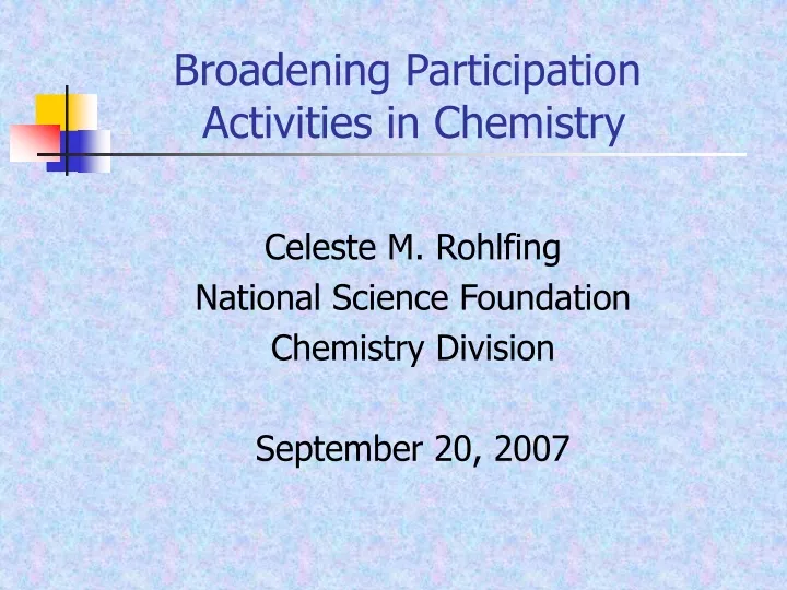 broadening participation activities in chemistry