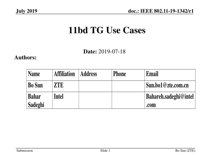 11bd tg use cases