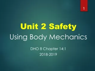 Unit 2 Safety Using Body Mechanics DHO 8 Chapter 14:1 2018-2019