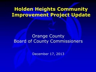 Holden Heights Community Improvement Project Update