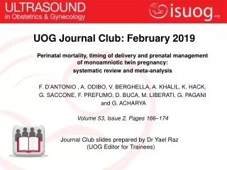 UOG Journal Club: February 2019