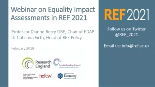Webinar on Equality Impact Assessments in REF 2021