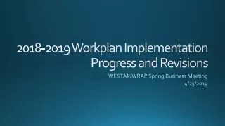 2018-2019  Workplan  Implementation Progress and Revisions