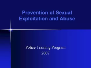 Prevention of Sexual Exploitation and Abuse