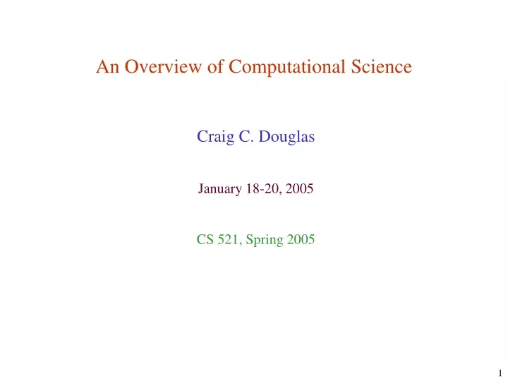 an overview of computational science