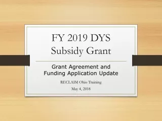 FY 2019 DYS Subsidy Grant
